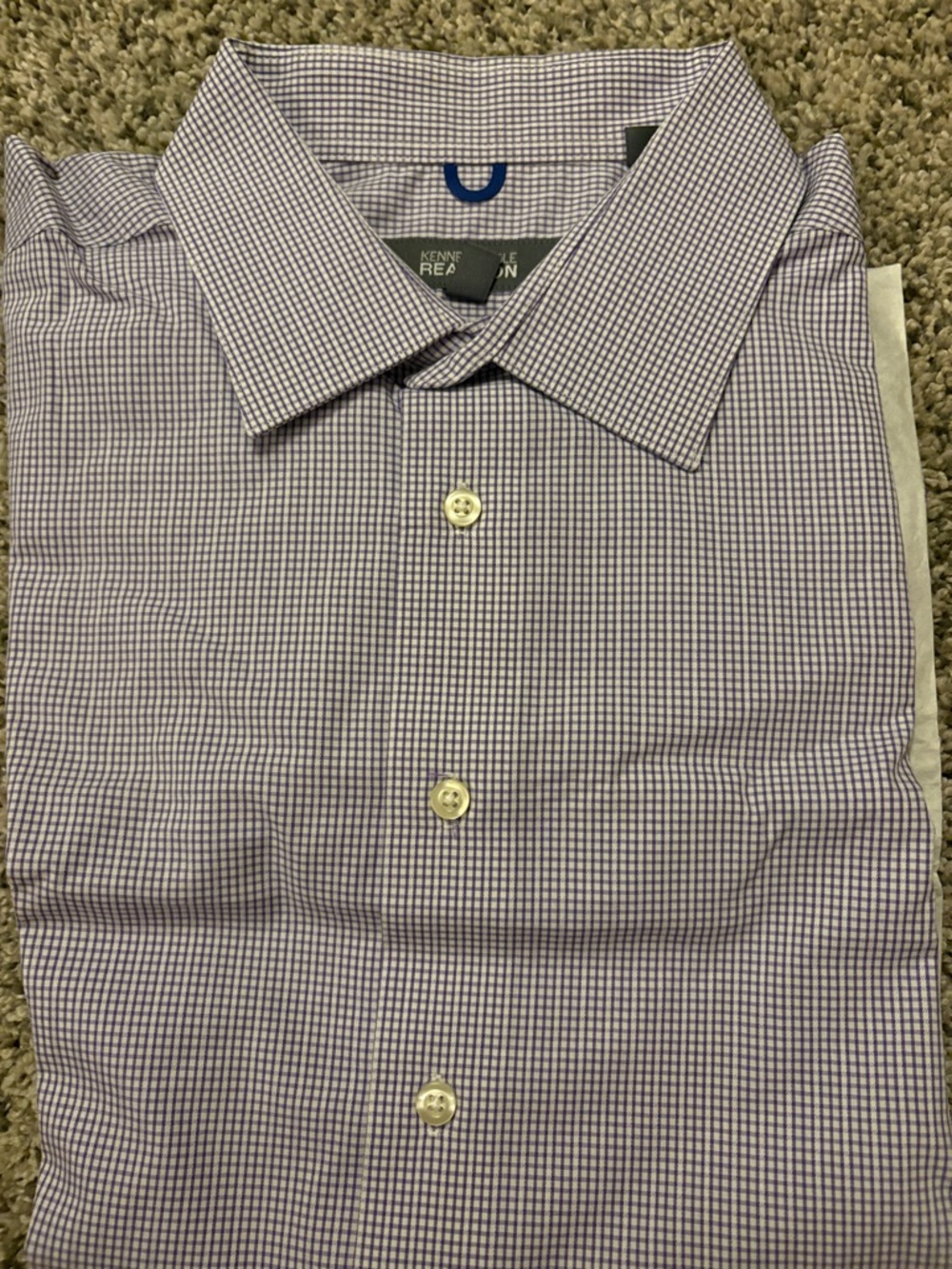 Kenneth Cole Reaction Purple Check Dress Shirt